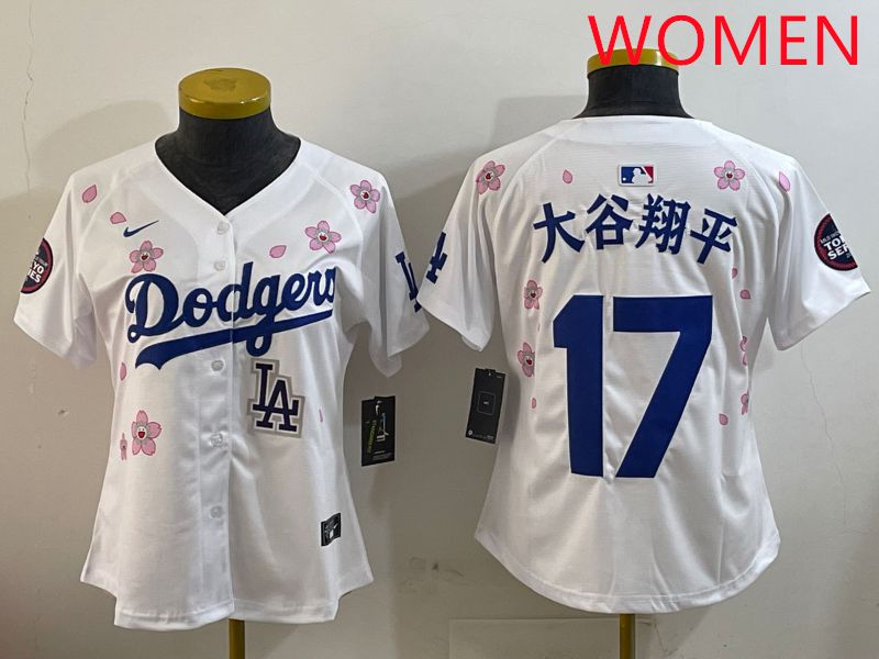 Women Los Angeles Dodgers #17 Ohtani White Sakura Edition 2025 Nike MLB Jersey style 17
